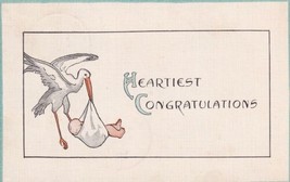 Heartiest Congratulations Stork Baby 1914 R.P.O. Postcard D19 - £2.39 GBP