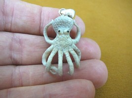 (j-octo-20) white 3D Octopus carving PENDANT of Moose antler octopi octopuses - £27.60 GBP