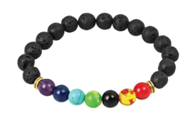 7 Chakra Bracelet Balance tranquility lava bead Reiki Yoga Natural FREE SHIPPING - £7.31 GBP