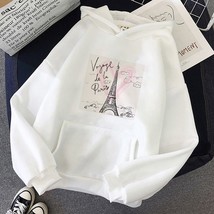 Harajuku Women Pullover Fall/Winter Fashion Paris Eiffel Tower Print Woman Sweat - £57.56 GBP