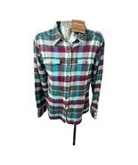 Patagonia Fjord Flannel Womans Size 8 Shirt Cream White Blue Gray Plaid NEW - £59.39 GBP