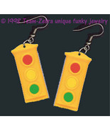 Funky TRAFFIC STOP LIGHT SIGNAL EARRINGS Police Cop Car Driving Costume ... - £6.93 GBP