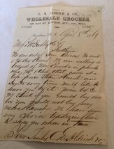 1869 Handwritten Letterhead E M Aldrich Wholesale Grocers Signed Provide... - £52.58 GBP