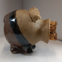 Vintage Handmade Pottery Stoneware Piggy Bank w/ Cork Nose Pig, ca.1970&#39;s - $465.81 MXN