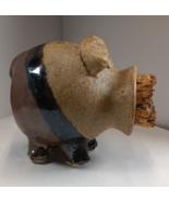 Vintage Handmade Pottery Stoneware Piggy Bank w/ Cork Nose Pig, ca.1970's - $24.99