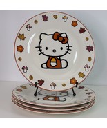 4 Dinner Plates Sanrio Hello Kitty Fall Thanksgiving Halloween Ceramic 1... - $45.49