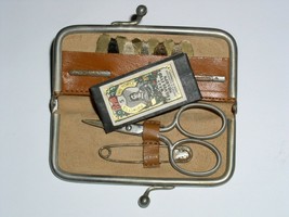 Sewing Kit Vintage Western Germany Leather 1950&#39;s 60&#39;s - £19.92 GBP