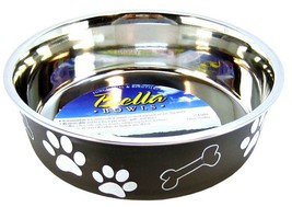 Loving Pets Stainless Steel &amp; Espresso Dish with Rubber Base - £27.75 GBP