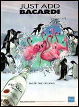 1994 Bacardi Rum Taste the Feeling Vintage Print Ad Ocean Flamingos Penguins Art - £8.20 GBP