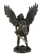 Scratch &amp; Dent St. Michael the Archangel In Battle Gear Bronze Finish Statue - £55.55 GBP