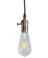 Antique Brass Bare Bulb 1 Light Farmhouse Pendant with Retro Switch on Socket Wi - $29.88