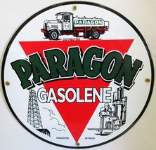 Paragon Gasolene 12&quot; New Round Porcelain Metal Sign - $59.95