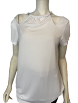 International Concepts INC White Short Sleeve Knit Top Gathered Neck Size XL NWT - £15.14 GBP