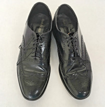  Vintage retro black wingtip oxford brogue style  lace tie  shoes made i... - $19.75