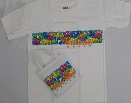 T-SHIRT &amp; CANVAS BAG KIDS SET SZ M WHITE TROPICAL CLOWN FISH WISCONSIN D... - $9.99