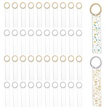 60 Pieces DIY Jewelry Making Bag Decoration Acrylic Blanks Transparent Key Rings - £14.41 GBP