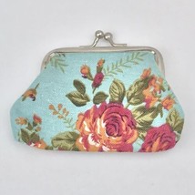 Rosary Case Floral Print Change Purse Bag Kiss Clasp - £7.95 GBP