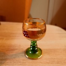 Vintage Luxembourg Souvenir Glass Goblet with Red Accents - $9.28