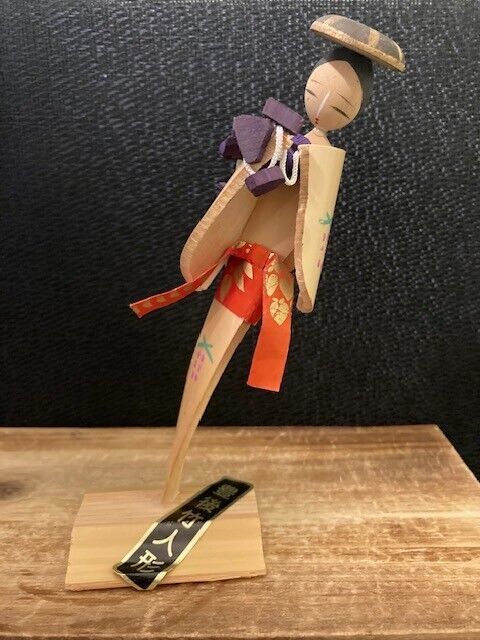 Japanese Kokeshi Bamboo Wood Doll Geisha with Shamisen Approx 6&quot; - $8.15