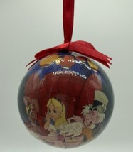 Disney Alice In Wonderland Christmas Ball Ornament Red Ribbon Paper Mache 3” - £7.92 GBP