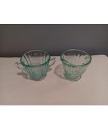 Vintage Indiana Glass Federal Madrid Recollection Teal Cream and Sugar Bowl - $17.82