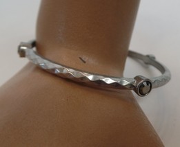 Graziano (Stamped) Silvertone Bangle Bracelet 7&quot; Wrist or Smaller 4 Stations - £15.58 GBP