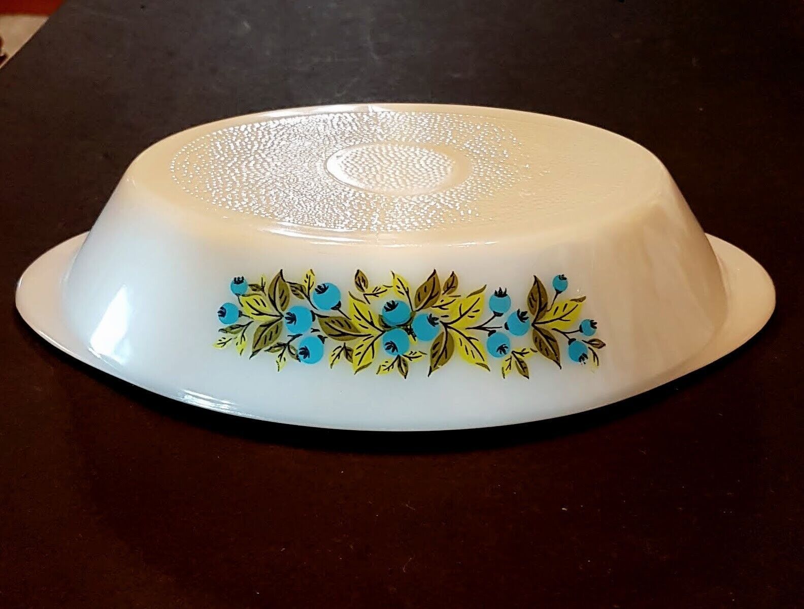 Jeannette Glasbake Blueberries White Milk Glass Divided Vegetable Dish O... - $12.80