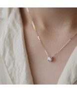 14K Gold 2Ct Diamond Necklace S925 Sterling Silver, D VVS2 Solitaire Pen... - $918.73 CAD