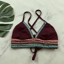 La Blanca Womens Bikini Top Size 6 Purple Gold Crochet Knit Trim Strappy  - $25.49 CAD