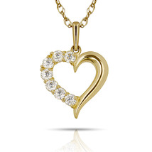 0.26ct Brilliant Round Created Diamond Open Heart Pendant 14k Yellow Gold Charm - £47.59 GBP