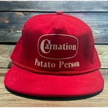 Carnation Corduroy Hat Vintage Potato Person Red Baseball Cap Ama Pro Zi... - £27.49 GBP