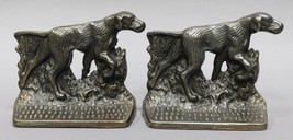 Figural Cast Brass Hunting Dog Bookends Patinated Circa 1930s Moiniez Style - £237.28 GBP