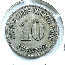 1908 A German Empire 10 Pfennig Coin - £6.97 GBP