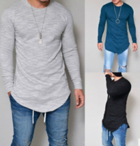 Men&#39;s T-shirt Top Solid Long Sleeve - £19.98 GBP+