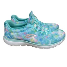 Skechers Summits Looking Groovy Womens 9.5 Slip On Sneakers Blue Pink Ti... - $711.34 MXN