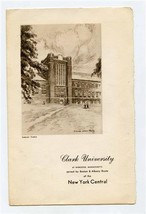 New York Central Dining Service Menu 1949 Clark University Worcester Mass. - $87.12