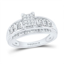 10kt White Gold Princess Diamond Cluster Bridal Wedding Engagement Ring 1/2 Cttw - £574.81 GBP