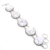 Howlite Round Shape Gemstone Ethnic Christmas Gift Bracelet Jewelry 7-8&quot; SA 953 - £7.81 GBP