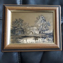 Vintage Currier and Ives Metalcraft Gold Foil Metallic Print Original Frame - £22.72 GBP