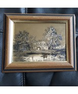 Vintage Currier and Ives Metalcraft Gold Foil Metallic Print Original Frame - £22.49 GBP