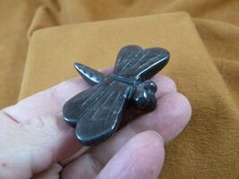 Y-DRAG-720 Silver obsidian DRAGONFLY fly FIGURINE gemstone gem dragonflies - $24.99