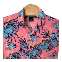 Disney Lilo &amp; Stitch Hawaiian Shirt Men&#39;s Size Large Pink Short Sleeve B... - £14.52 GBP