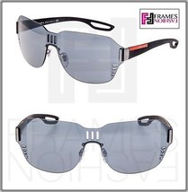 Prada Linea Rossa Lj Silver 05S Rubber Black Shield Mirror Sunglasses PS05SS - £192.42 GBP