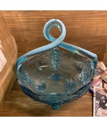 Jefferson OPALESCENT glass OLD MAN WINTER  Blue FOOTED BASKET - $71.25