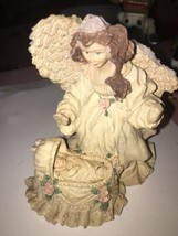 Angel Figurine With Baby Chipped Wing-Rare-SHIPS N 24 Hours - £23.57 GBP
