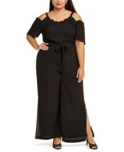 MSRP $59 Monteau Trendy Plus Size Scalloped Jumpsuit Black Size 1X - $26.73