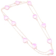 Pink Milky Opal Faceted Handmade Gemstone Fashion Necklace Jewelry 36&quot; S... - £3.92 GBP