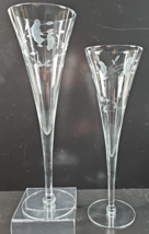 2 Princess House Heritage Fluted Champagne Set Elegant Clear Floral Etch 436 Lot - £31.55 GBP