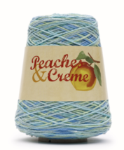 Peaches & Creme Cotton Yarn, 14 Oz. Cone, Ocean Stripes - Blue Green - £15.14 GBP