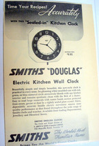 1953 Ad Smiths Douglas Electric Kitchen Wall Clock - $7.99